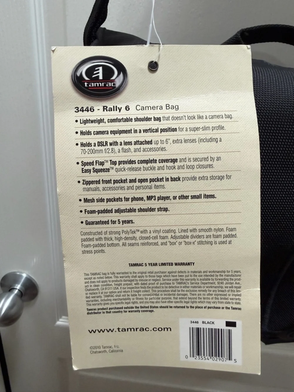NWT Tamrac Black Rally 6 Messenger Camera Bag